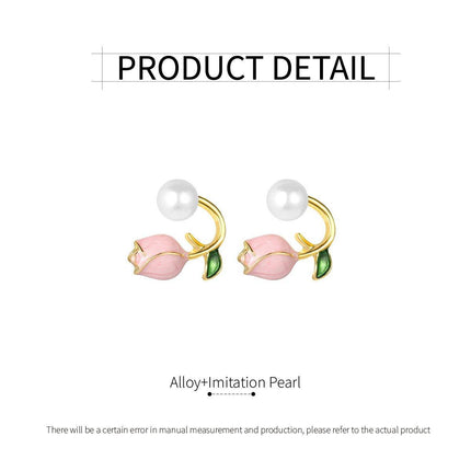 Simple Tulip Pearl Earrings Elegant Women Jewelry Fashion Trendy Stud Earrings