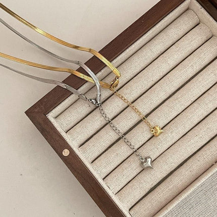 Titanium Steel Flat Snake Bone Necklace Chain Choker For Men Women Jewelry Gifts - Aimall