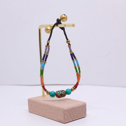 Ethnic Style Handmade Bracelet Color Stone Sky Bead Fashion Round Bead Bracelet