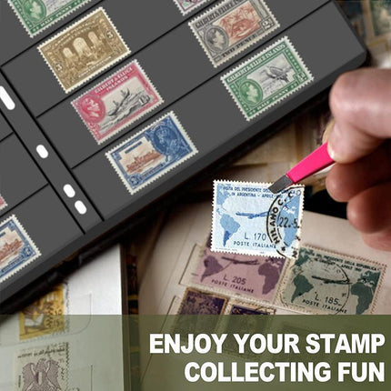 10 Sheet of Stamp Stock Black &amp Double Sided Page 7Strips &amp 9 Binder Holes - Aimall