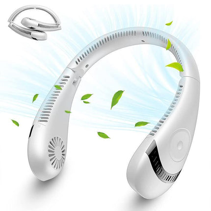 Mini Neck Fan Bladeless Hanging Air Cooler USB Rechargeable Portable Personal - Aimall