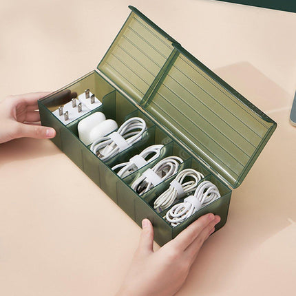 Data Cable Storage Box with Cover Organizer for Cables Chargers and Accessories