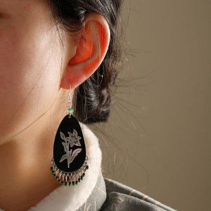 Elegant Chinese Style Silver Tassel Fringe Earrings Women Fashion Jewelry