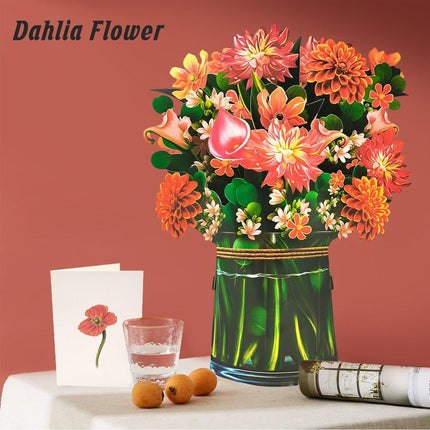 New Style 3D Pop Up Cards Paper Flower Bouquet Greeting Card for All Occasions