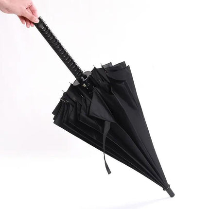 Black Sun and Rain Umbrella Straight Umbrella UV Protection Windproof Outdoor