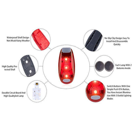 Safety Warning Lamp LED Tail Light Bicycle Cycling Back Rear Bike Helmet Running - Aimall