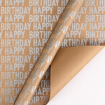 Vintage Kraft Wrapping Paper Happy Birthday Gift Box Wrapping Paper for Presents