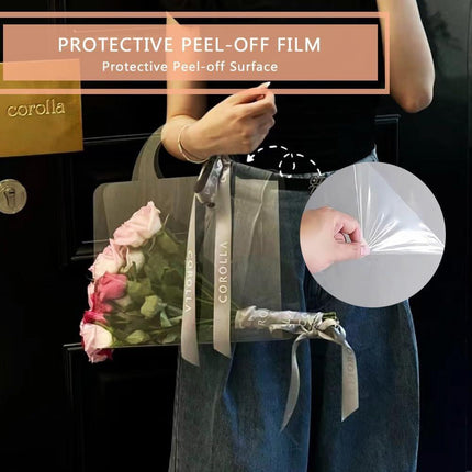 10pcs Transparent Flower Handbags Clear PET Bouquet Holder Gift Bags for Events