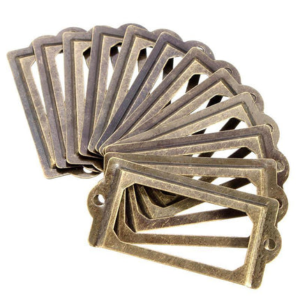 12X Brass Cabinet Drawer Label Pull File Name Card Frame Holder Handle - Aimall
