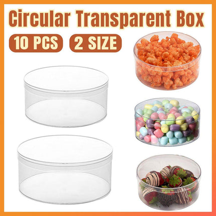 10pcs Clear Round Gift Boxes Plastic Candy Storage Containers for Party Favors