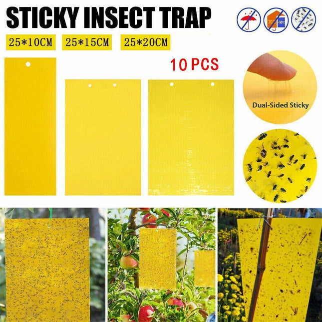 10PCS Yellow Sticky Paper Insect Trap Catcher Killer Fly Aphids Wasp - Aimall