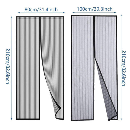 Striped Magnetic Screen Door Curtain Anti Mosquito Mesh Easy Install Ventilation