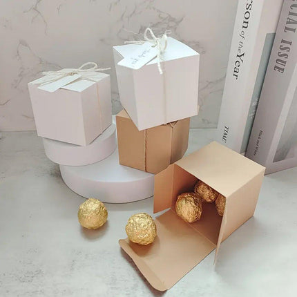 50pcs Vintage Kraft Paper Wedding Candy Boxes Party Favor Gift Box Recyclable