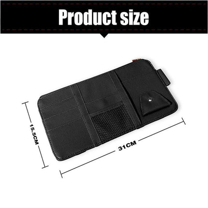 Car Sun Visor Organizer Pocket Card Storage Pouch Holder with Zipper Net Black - Aimall