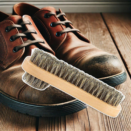 Double Sided Leather Shoe Polish Brush Oval Oiled Scrub Shoe Cleaning Tool