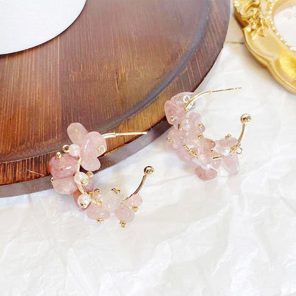 Handmade Colourful Gravel Bead Drop Earrings Women Girls Trendy Fashion