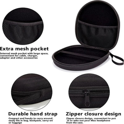 Earphone Case Headset Hard Carrying Box Headphone Storage Bag Black Universal - Aimall