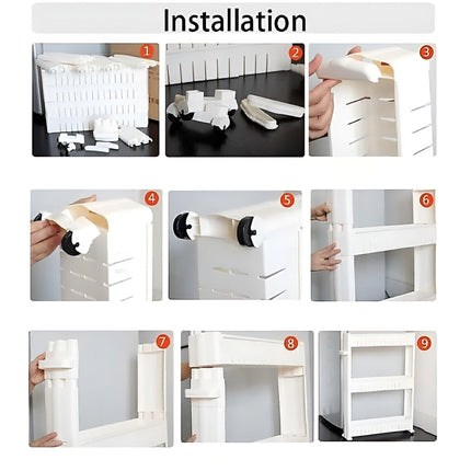 Movable 3 Layer Plastic Kitchen Storage Rack Refrigerator Gap Shelf Organizer