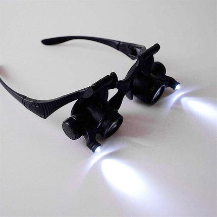 HD Plastic Magnifying Lens Double Glasses With Light For Jewelry Clock Repair