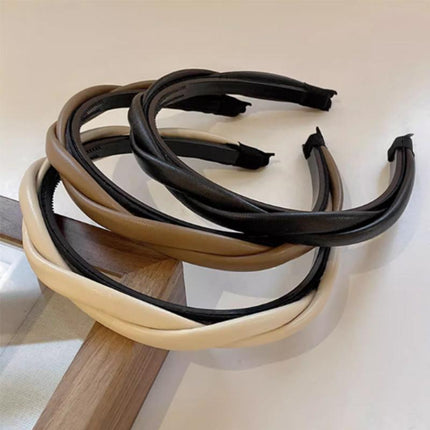 NEW Women Girls Boho Chic Braided Synthetic leather Hair Headband Head Band hoop - Aimall