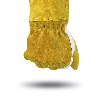 Long Welding Gloves Heat Resistant Leather Gloves for Grill or Fireplace Use