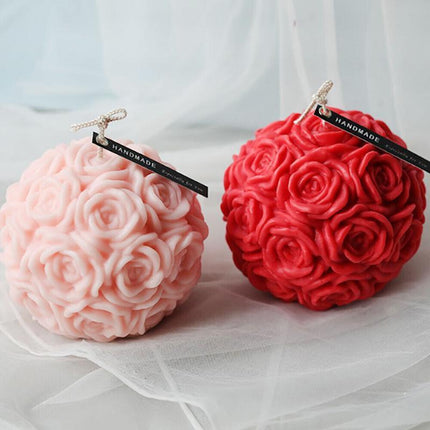 3D Silicone Candle Mold Rose Ball Aromatherapy Candle Soap Mould Craft Baking - Aimall