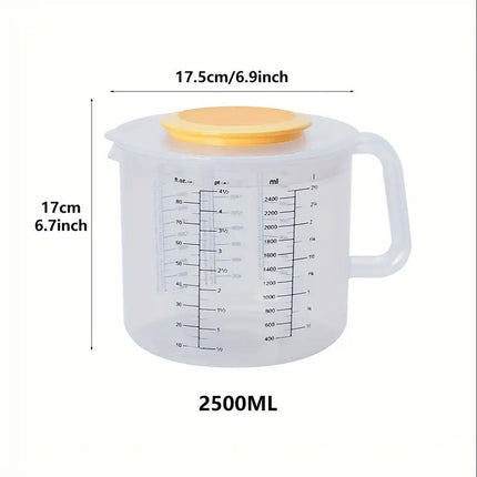 2.5L Plastic Measuring Cup with Lid Baking Measuring Cups with Scale for Home