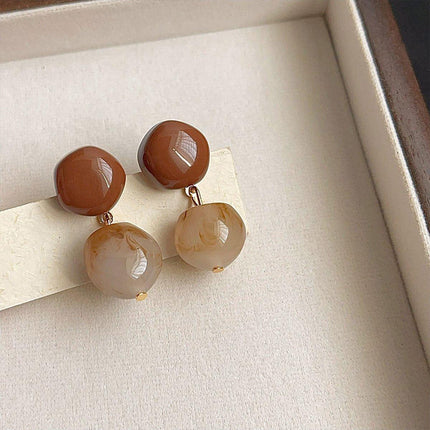 Vintage Coffee Earrings for Women Artistic Temperament Retro Style Jewellery