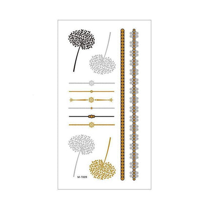 Women Lady Metallic gold silver color boho arm Body Temporary Tattoo Sticker Art - Aimall