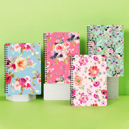 4pcs Loose Leaf Coil Thick Notebook Notepad Vintage Floral Journal Stationery