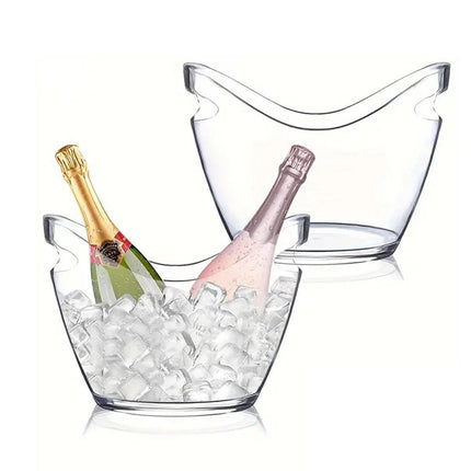 2PCS Transparent 3.5L Ice Bucket Large Capacity Wine Beer Cooler Picnic Basket