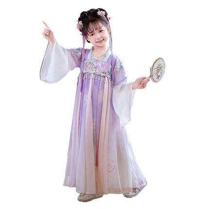 Girs Ancient Chinese Traditional Hanfu Dress Tang Ming Dynasty Costume - Aimall