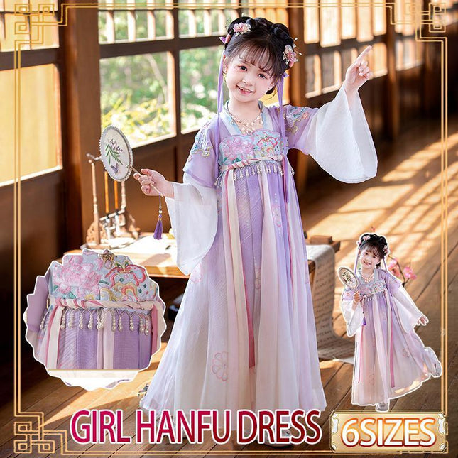 Girs Ancient Chinese Traditional Hanfu Dress Tang Ming Dynasty Costume - Aimall
