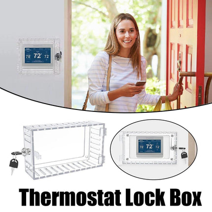 Transparent Thermostat Lock Box with Key Wall Mount Protective Security Cover