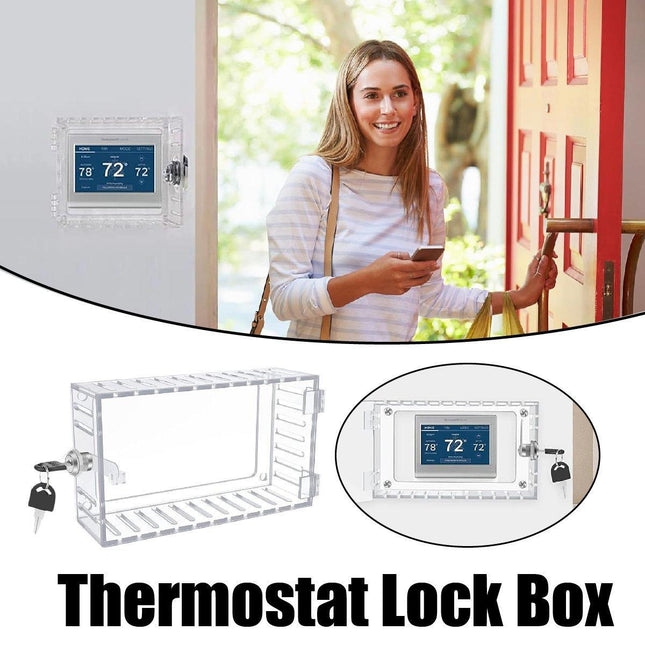 Transparent Thermostat Lock Box with Key Wall Mount Protective Security Cover