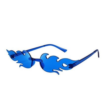 Sunglasses Eyewear Wave Sun Glasses Fire Flame Rimless Fashion Sunglasses - Aimall