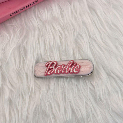 Simple and Cute Pink Metal Letter Hair Clip Accessory for Women and Girls