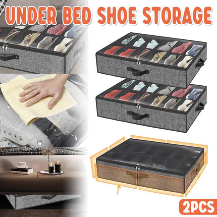 2pcs Underbed Shoe Storage Boxes Closet Organizer for Shoes Space Saving Storage