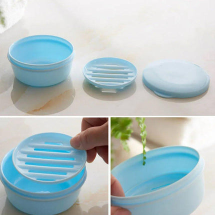 4PCS Round Portable Bathroom Soap Box Lid Travel Soap Holder Draining Soap Dish