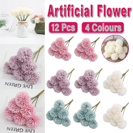 12pcs Artificial Dandelion Fake Flower Simulation Arrangement Desktop Decoration