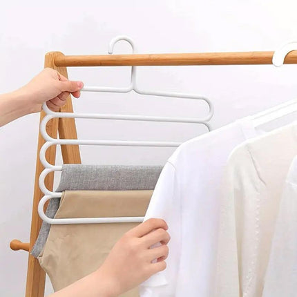 5pcs 5 Tier Trouser Rack Multifunctional Hanging Wardrobe Scarf Tie Hanger Set