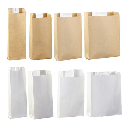 Takeaway Storage Baking Bread Bag Toast Food Packaging Bag Kraft Paper Bag White - Aimall