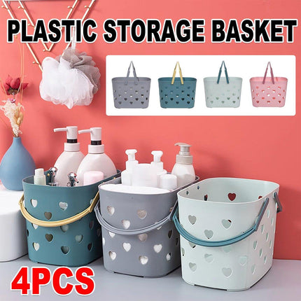 4pcs Handheld Love Storage Basket Bathroom Organizer Bath Storage Basket Set
