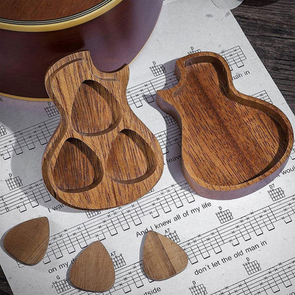 Wooden Guitar Pick Holder Plectrum Case Organizer Compact Plectrum Storage Box