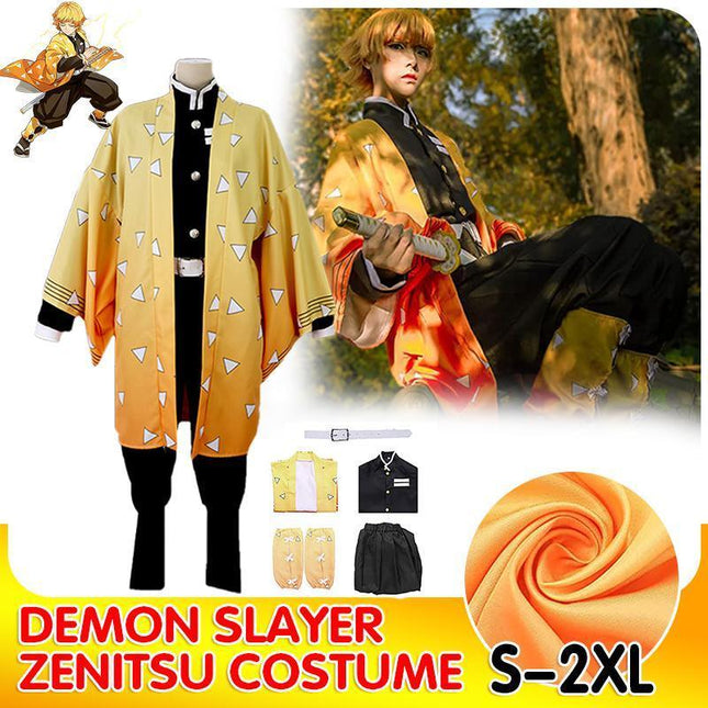 Demon Slayer Kimetsu No Yaiba Agatsuma Zenitsu Cosplay Costume Kimono Outfit Wig - Aimall