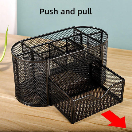 Creative Metal Desktop Pen Holder Multi-function Storage Box Organizer Rack