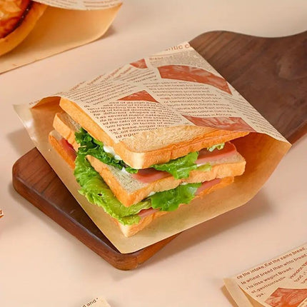 200PCS Vintage Newspaper Print Kraft Paper Bags Eco-Friendly Food Packaging