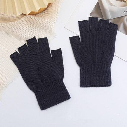 Winter Warm Fingerless Knit Gloves For Mobile Phone Touchscreen Use Elastic