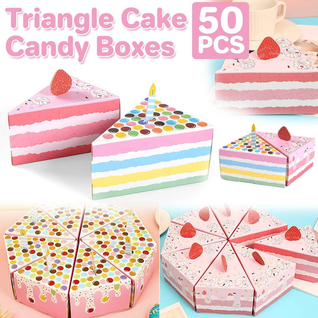50PCS Triangular Cake Shaped Candy Gift Boxes Lovely Party Wrapping