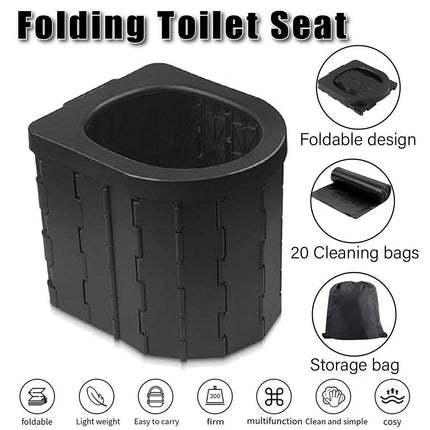 Portable Folding Car Toilet with Lid Self-Driving Outdoor Travel 20L Storage Bag